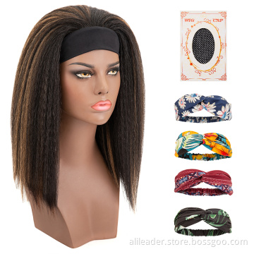 Kinky Curly Synthetic Non-Lace Wigs With Headbands Attached